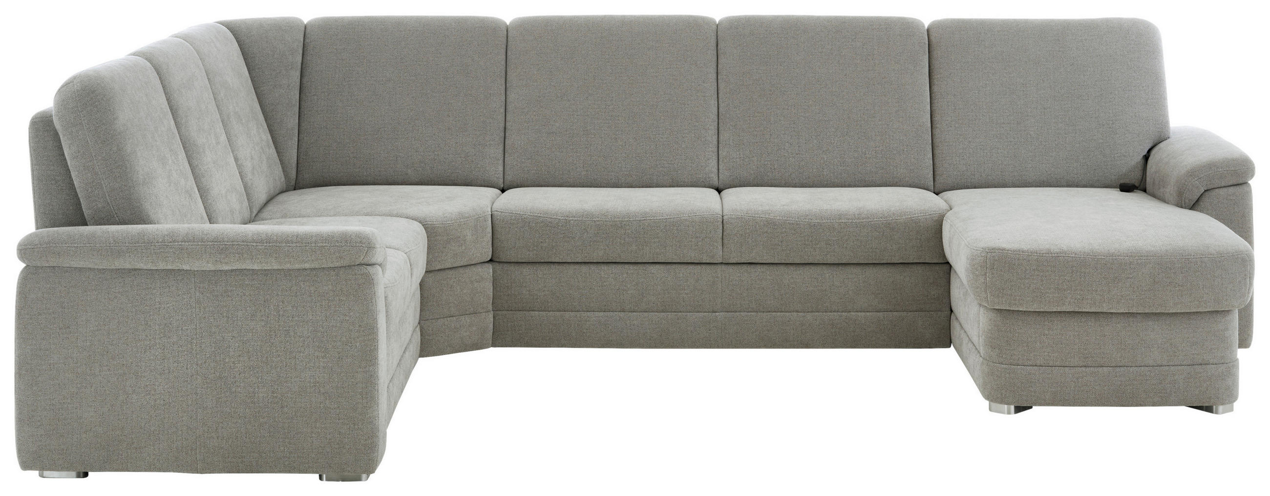 WOHNLANDSCHAFT Chenille Hellgrau  - Hellgrau/Alufarben, Konventionell, Holz/Textil (235/329/160cm) - Beldomo Comfort