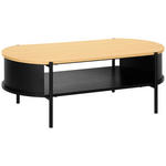 COUCHTISCH 100/54/36,5 cm oval Naturfarben, Schwarz  - Schwarz/Naturfarben, Trend, Holzwerkstoff/Metall (100/54/36,5cm) - Xora