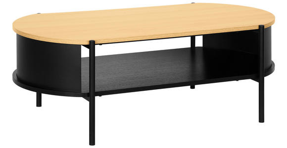 COUCHTISCH 100/54/36,5 cm oval Naturfarben, Schwarz  - Schwarz/Naturfarben, Trend, Holzwerkstoff/Metall (100/54/36,5cm) - Xora