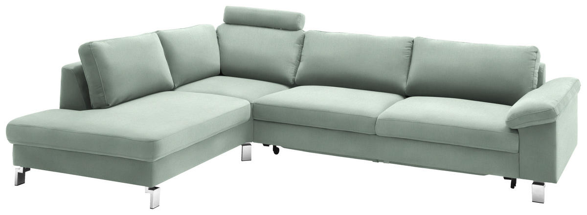 ECKSOFA in Velours Mintgrün  - Chromfarben/Mintgrün, Design, Textil/Metall (200/282cm) - Pure Home Lifestyle