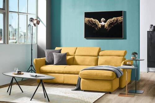 ECKSOFA in Mikrofaser Gelb  240/172 cm  - Gelb/Schwarz, Design, Kunststoff/Textil (240/172cm) - Stylife