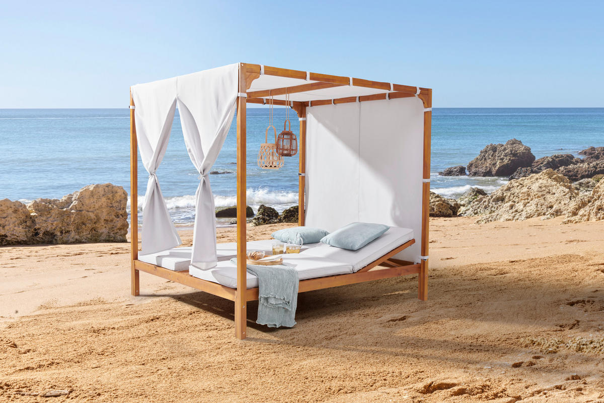 DVOSTRUKI LEŽAJ  boje bagrema, svijetlo siva  drvo, tekstil      - boje bagrema/svijetlo siva, Moderno, drvo/tekstil (185/195/203cm) - Ambia Garden