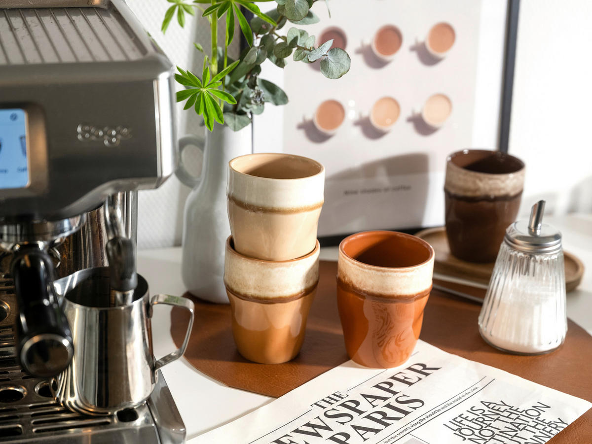 TASSENSET Squeezy Mocha Mousse 4-teilig  - Schlammfarben/Creme, Basics, Keramik (11/8cm) - Creatable