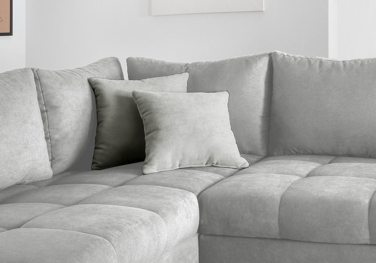 ECKSCHLAFSOFA Silberfarben Mikrofaser  - Silberfarben, Design, Holz/Textil (202/298cm) - MID.YOU