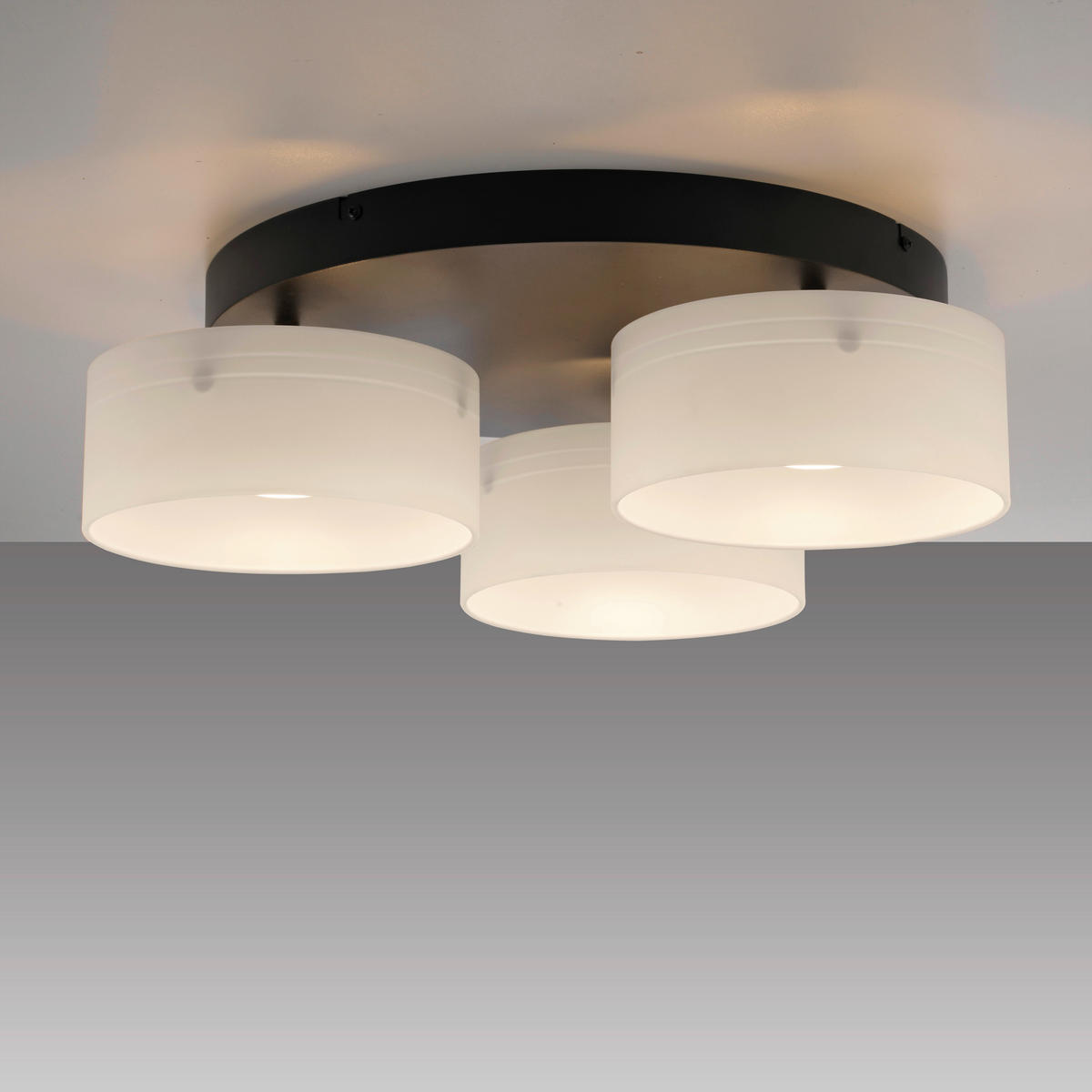 LED-DECKENLEUCHTE Marika 57/57/20 cm   - Schwarz, Design, Glas/Kunststoff (57/57/20cm) - Paul Neuhaus