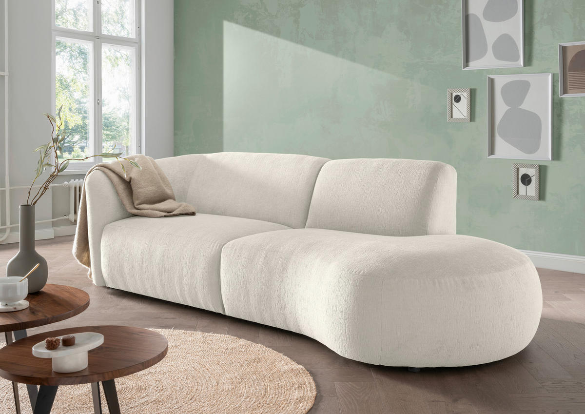 ECKSOFA in Mikrofaser Weiss  - Weiss/Schwarz, Modern, Kunststoff/Textil (238/107cm) - Livetastic