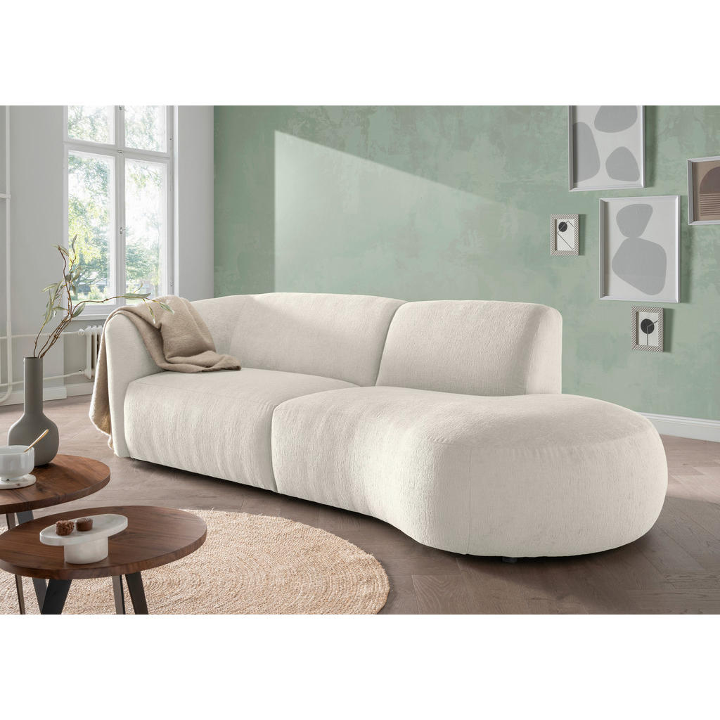 Thumbnail - Livetastic Ecksofa Jesi, Weiß, Textil, Uni, 3,5-Sitzer, Ottomane rechts, organische Form, L-Form, 238x107 cm, Made in EU...