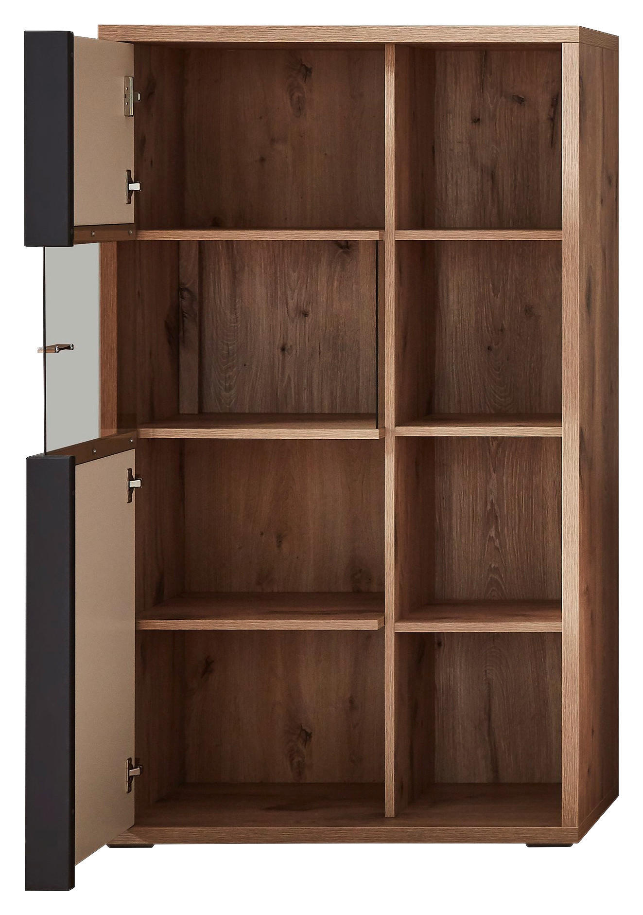 VITRINE Eichefarben, Dunkelgrau Einlegeböden - Eichefarben/Dunkelgrau, Design, Glas/Holzwerkstoff (81/139/37cm) - Stylife
