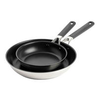PFANNENSET Classic Stainless Steel Edelstahl 2-teilig  - Silberfarben/Schwarz, Basics, Kunststoff/Metall (20cm//28cmcm) - Kitchenaid