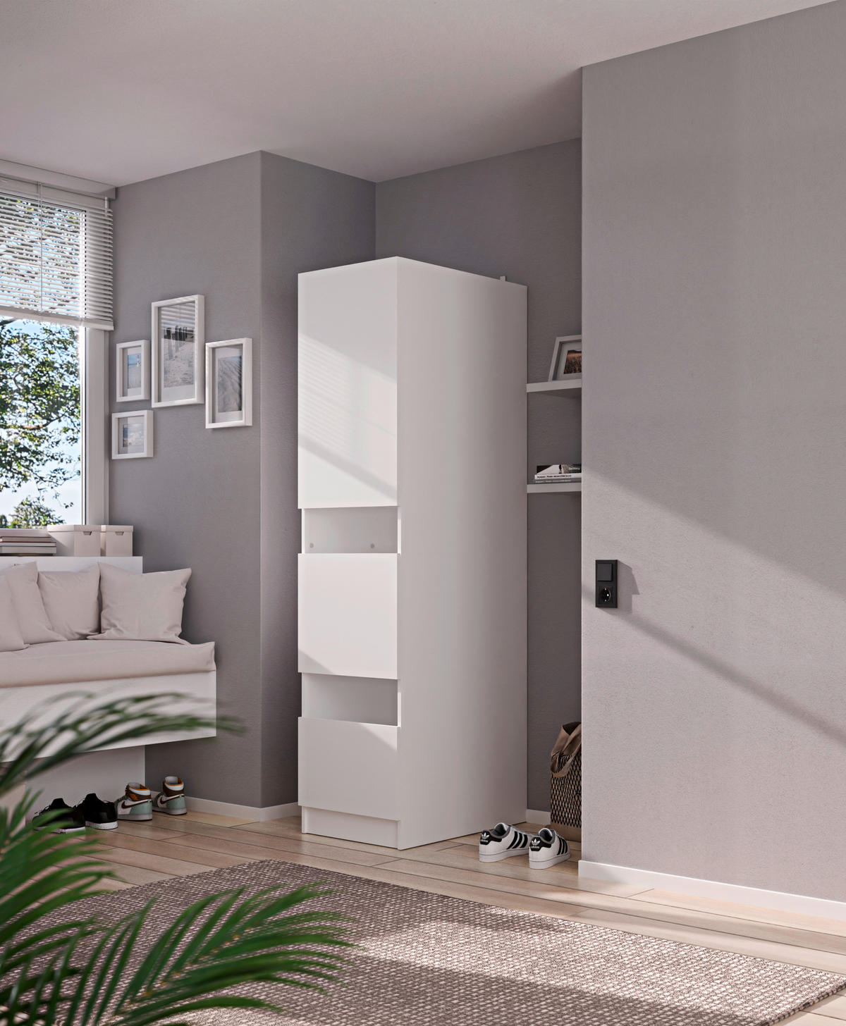 MEHRZWECKSCHRANK 50/200/68 cm  in Weiß  - Schwarz/Weiß, Design, Holzwerkstoff/Metall (50/200/68cm) - Milino