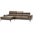 ECKSOFA in Echtleder Hellbraun  - Hellbraun/Schwarz, Design, Leder/Metall (187/295cm) - Novel