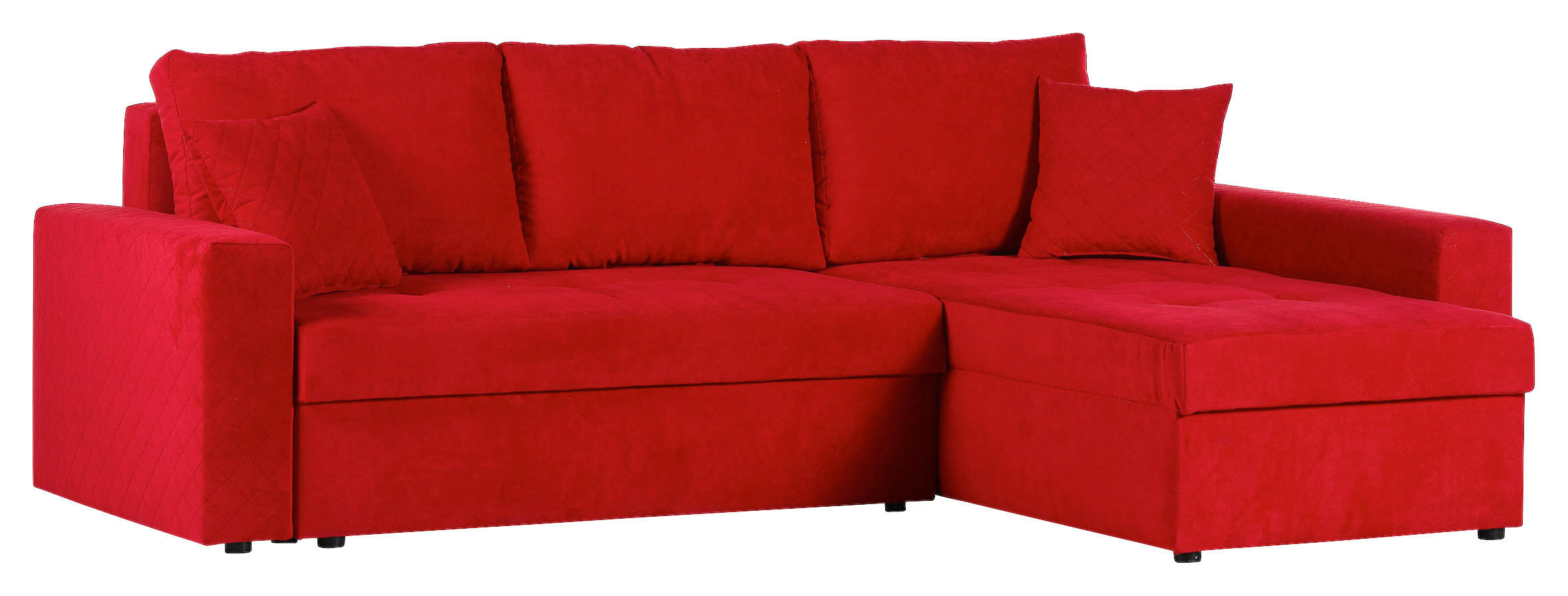 ECKSOFA Rot Flachgewebe  - Rot/Schwarz, KONVENTIONELL, Kunststoff/Textil (176/243cm) - MID.YOU