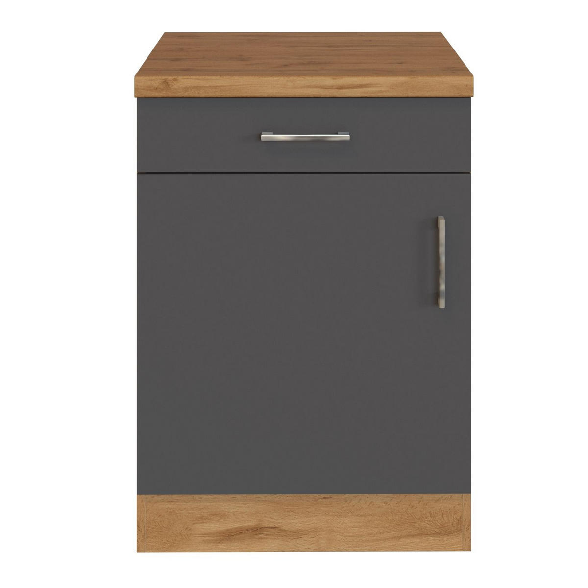 KÜCHENUNTERSCHRANK 50/85/60 cm  in Anthrazit, Eiche Wotan  - Chromfarben/Anthrazit, MODERN, Holzwerkstoff/Metall (50/85/60cm) - Held