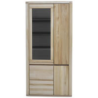 VITRINE  in massiv Eiche Alteiche  - Alteiche/Grau, KONVENTIONELL, Glas/Holz (98/204/38cm) - Voleo