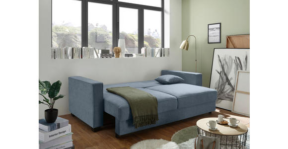 SCHLAFSOFA Mikrovelours Blau  - Blau/Schwarz, Design, Kunststoff/Textil (232/92/115cm) - Carryhome