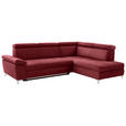 ECKSOFA in Samt Bordeaux  - Chromfarben/Bordeaux, KONVENTIONELL, Textil/Metall (271/206cm) - Carryhome