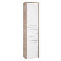 HOCHSCHRANK 40/160/33 cm  - Weiss Hochglanz/Chromfarben, Design, Glas/Holzwerkstoff (40/160/33cm) - Xora