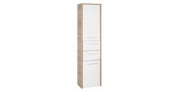 HOCHSCHRANK 40/160/33 cm  - Chromfarben/Weiß Hochglanz, Design, Glas/Holzwerkstoff (40/160/33cm) - Xora