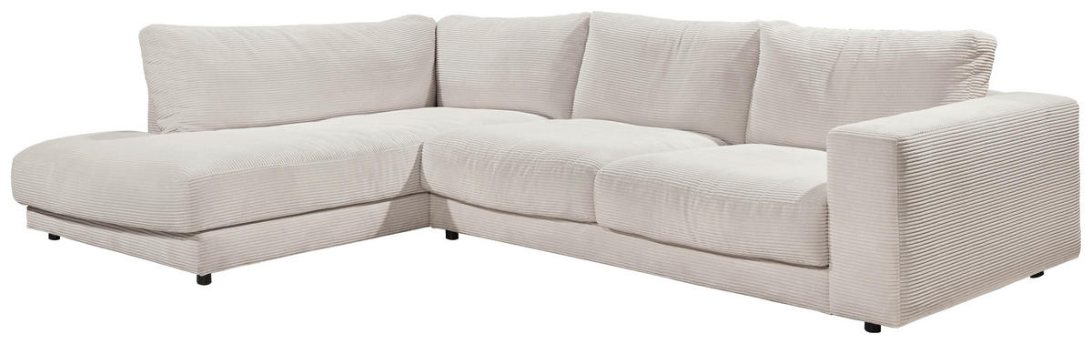 ECKSOFA Weiß Cord  - Schwarz/Weiß, Design, Kunststoff/Textil (224/325cm) - Hom`in