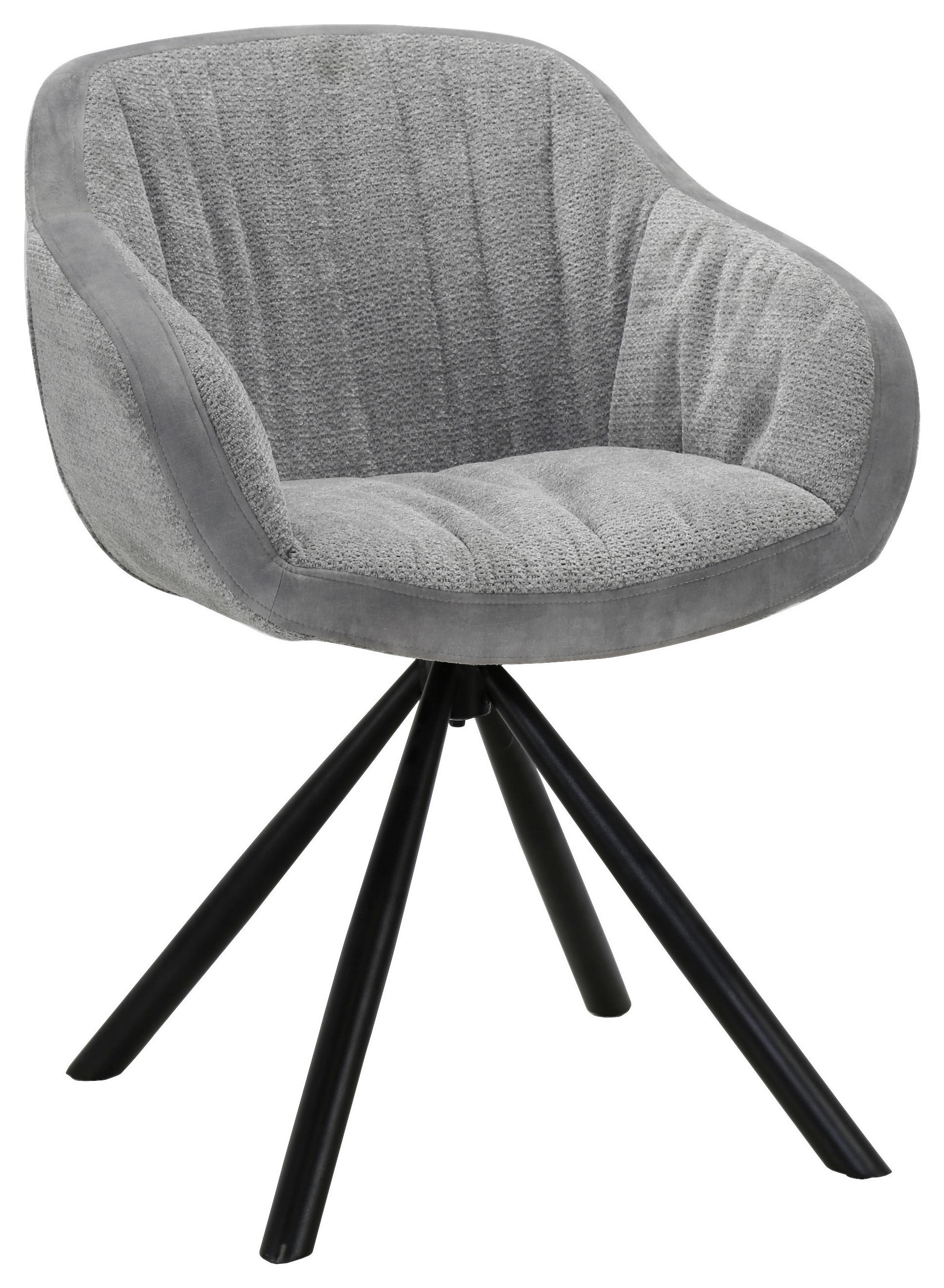 ARMLEHNSTUHL  in Eisen Chenille, Samt  - Hellgrau/Schwarz, Design, Textil/Metall (62/85/62cm) - Hom`in