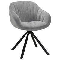 ARMLEHNSTUHL  in Eisen Chenille, Samt  - Hellgrau/Schwarz, Design, Textil/Metall (62/85/62cm) - Hom`in