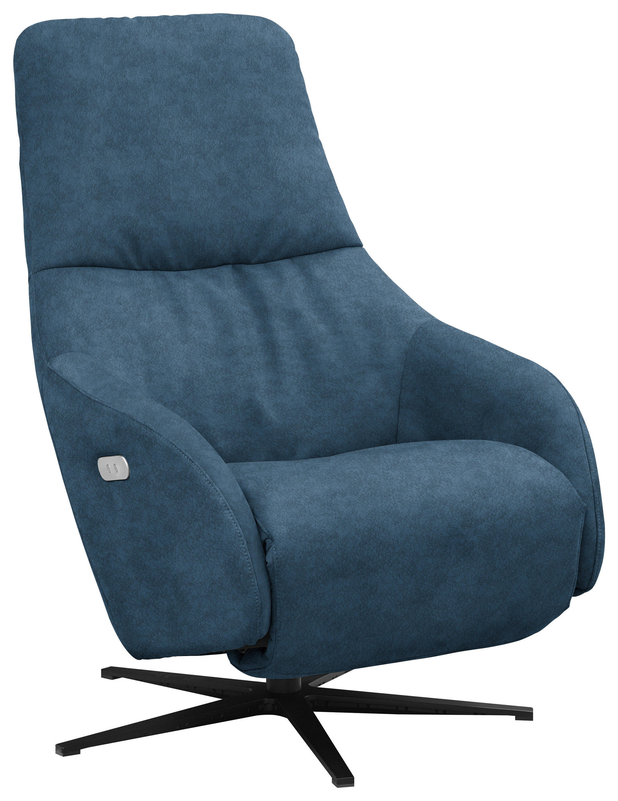 RELAXSESSEL in Textil Blau  - Blau/Schwarz, Design, Textil/Metall (77/108/95cm) - Chilliano