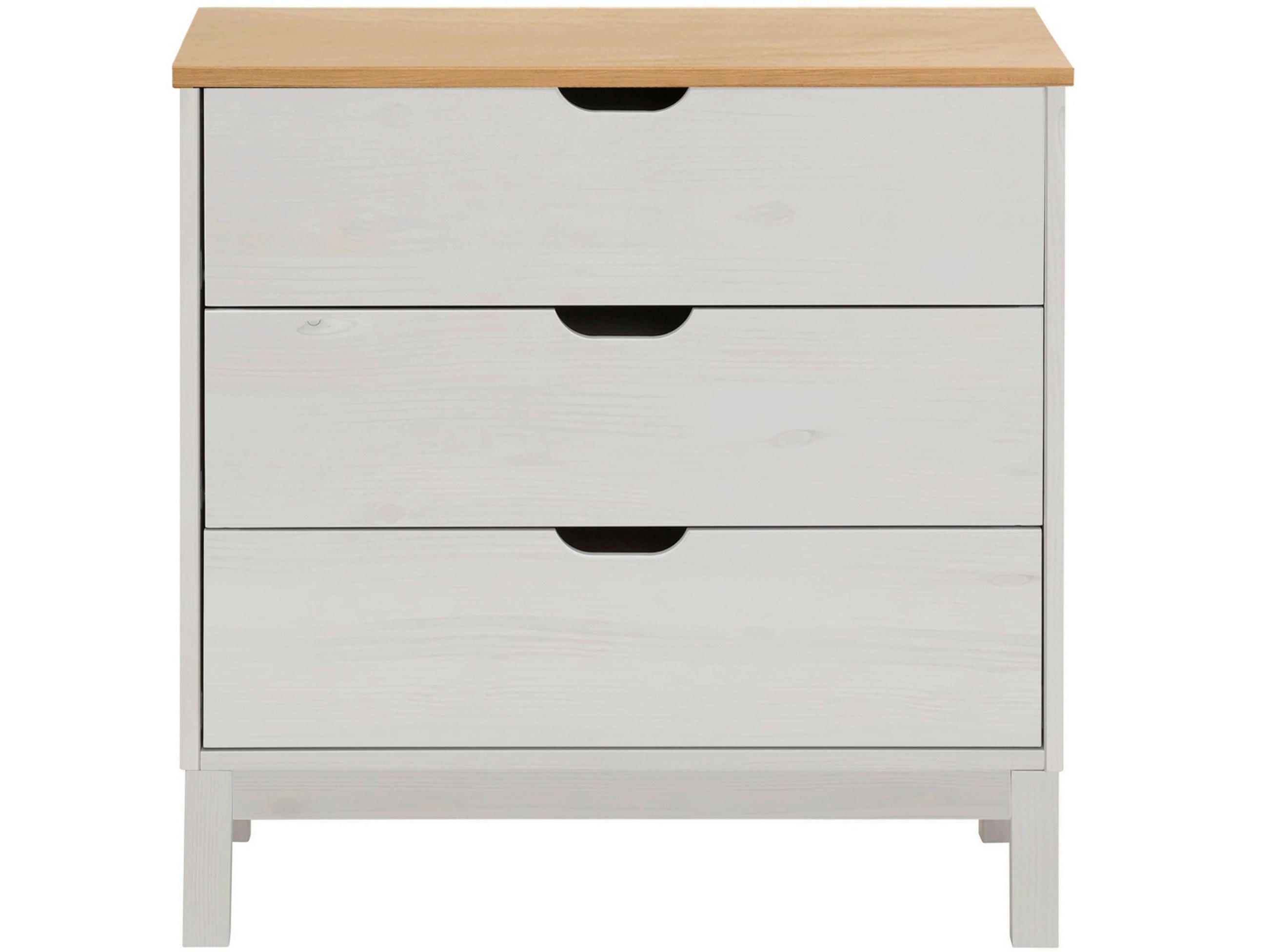 KOMMODE POZNAN, 76/75/39 cm, 3 Schublade(n)  - Weiß/Naturfarben, Design, Holz/Holzwerkstoff (76/75/39cm) - Livetastic