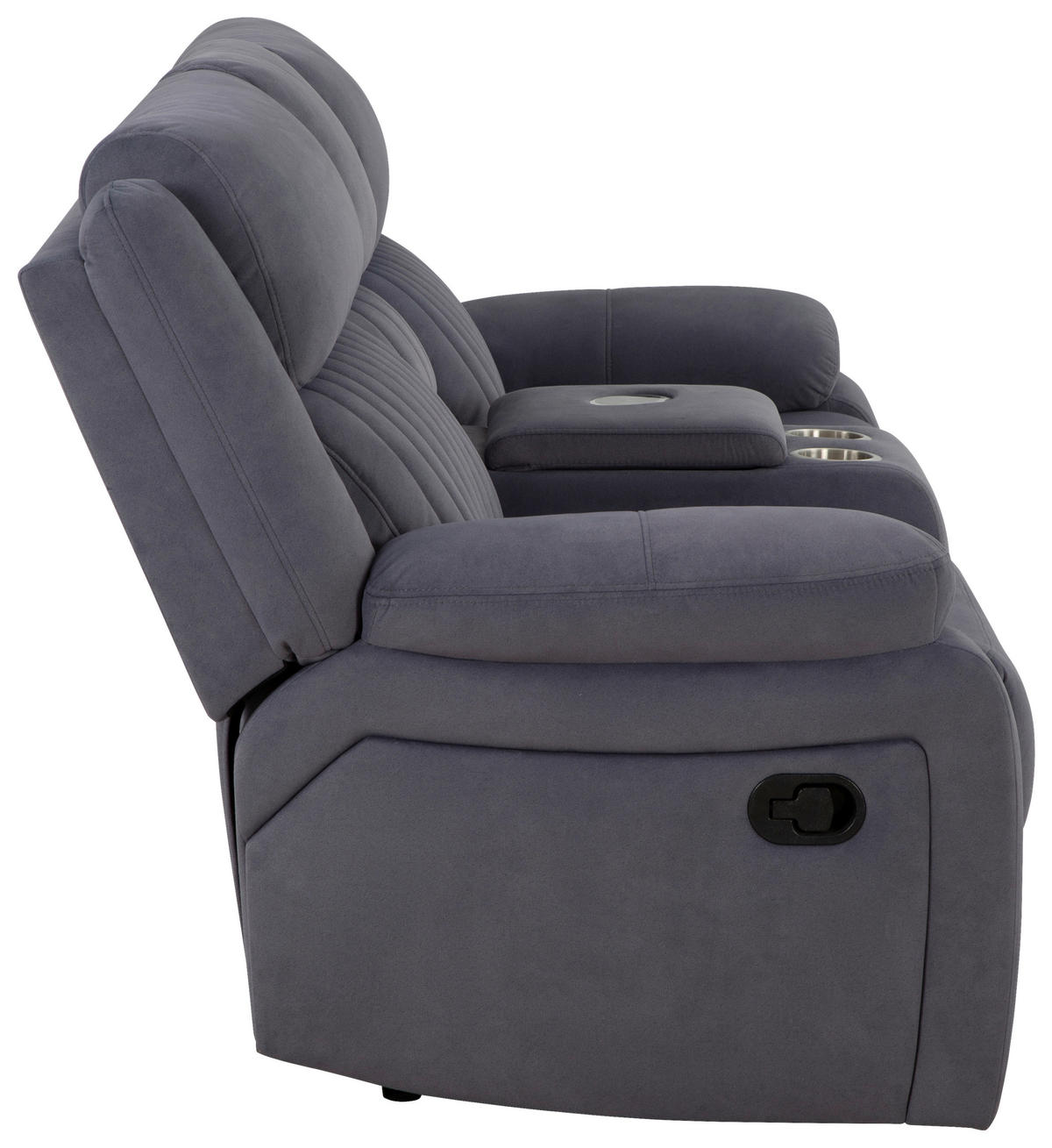 HEIMKINO-SOFA Velours Grau  - Grau, KONVENTIONELL, Textil/Metall (186/102/99cm) - MID.YOU