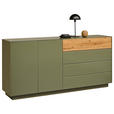 SIDEBOARD Eichefarben, Olivgrün  189/90/42 cm  - Eichefarben/Olivgrün, Design, Glas/Holz (189/90/42cm) - Novel