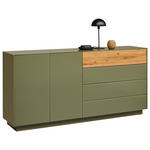 SIDEBOARD Eichefarben, Olivgrün  189/90/42 cm  - Eichefarben/Olivgrün, Design, Glas/Holz (189/90/42cm) - Novel