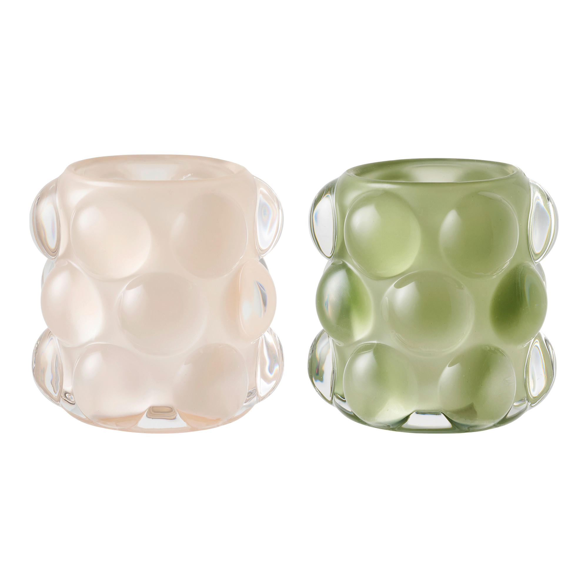 LJUSSTAKE SET  - beige/grön, Basics, glas