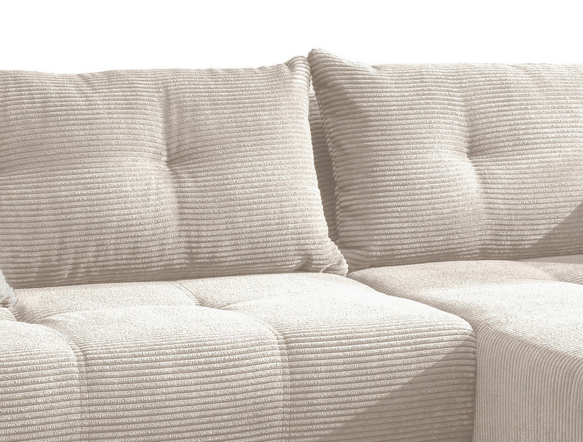 ECKSOFA Beige Cord  - Beige/Schwarz, MODERN, Holz/Textil (246/177cm) - MID.YOU