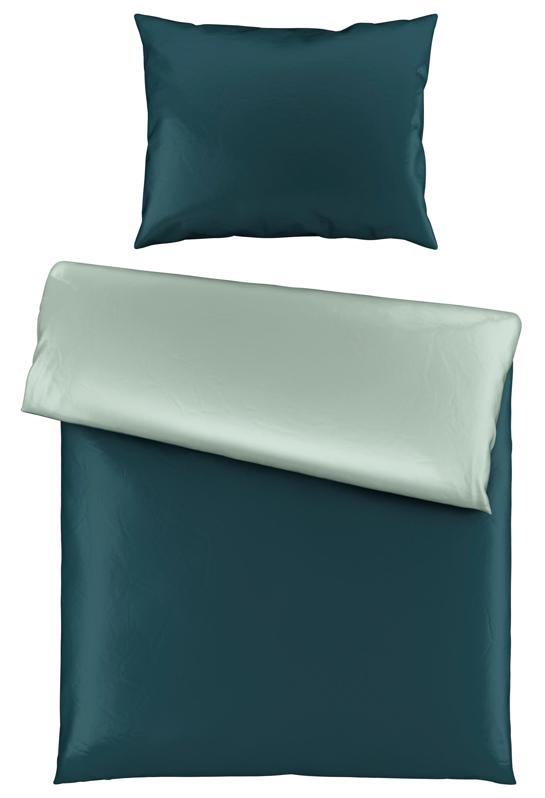 Satin-Bettwäsche 140x200 cm Melissa Petrol/Mintgrün