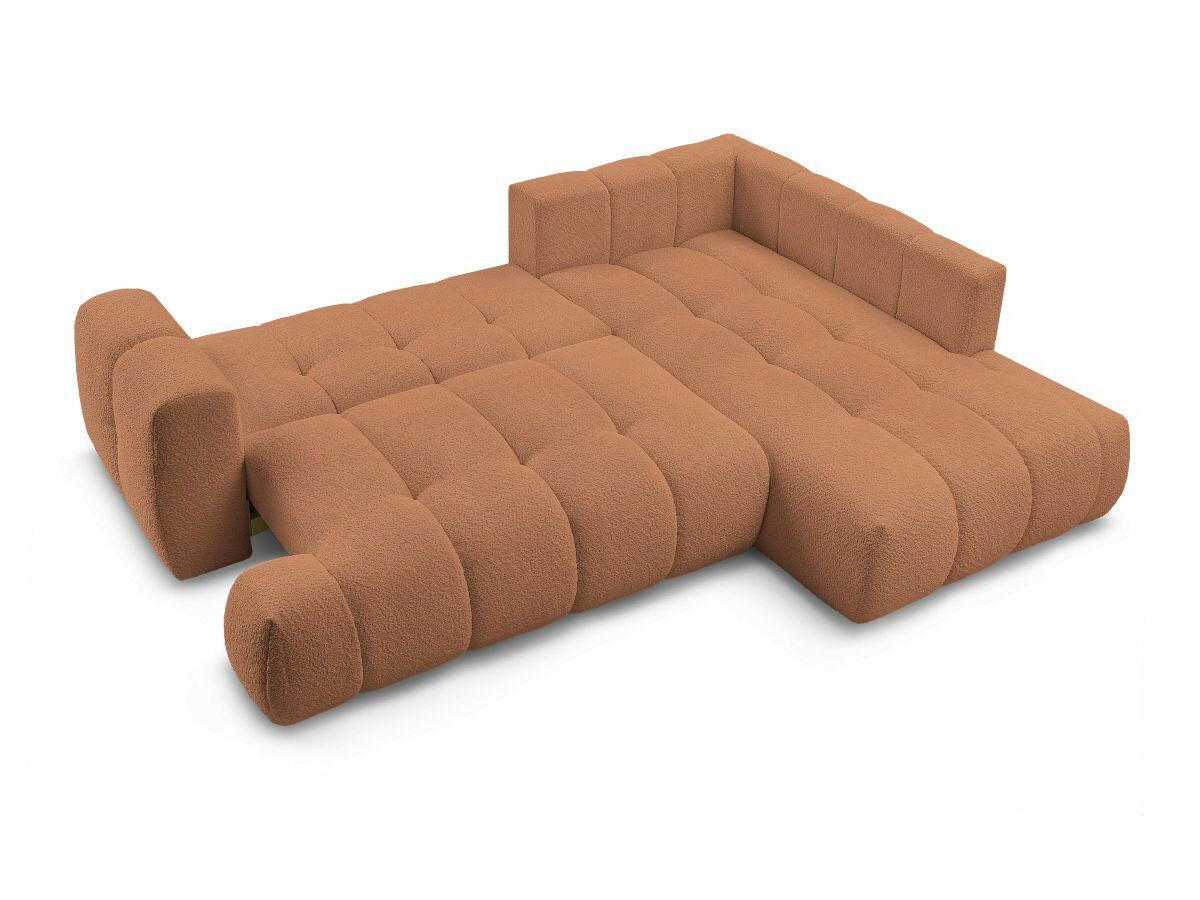 ECKSCHLAFSOFA EVEREST Bouclé Orange  inkl. Rückenkissen, Schlaffunktion  - Schwarz/Orange, MODERN, Kunststoff/Textil (282/204cm)