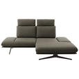 ECKSOFA  in Flachgewebe Braun Rücken echt, Armteilverstellung, Relaxfunktion  234/155 cm  - Schwarz/Braun, Design, Textil/Metall (234/155cm) - Dieter Knoll