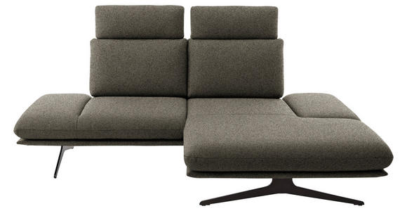 ECKSOFA  in Flachgewebe Braun Rücken echt, Armteilverstellung, Relaxfunktion  234/155 cm  - Schwarz/Braun, Design, Textil/Metall (234/155cm) - Dieter Knoll