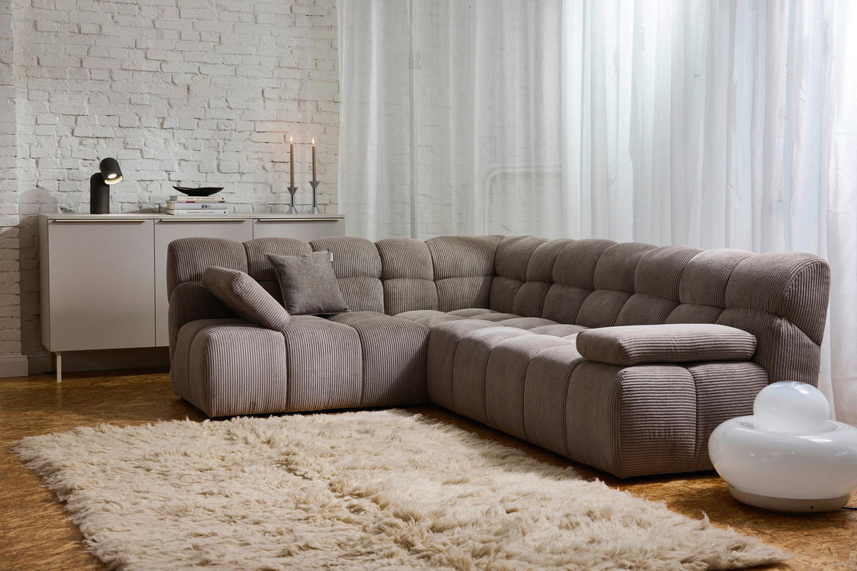 ECKSOFA Braun Cord Rücken echt  - Schwarz/Braun, KONVENTIONELL, Kunststoff/Textil (195/265cm) - Tom Tailor
