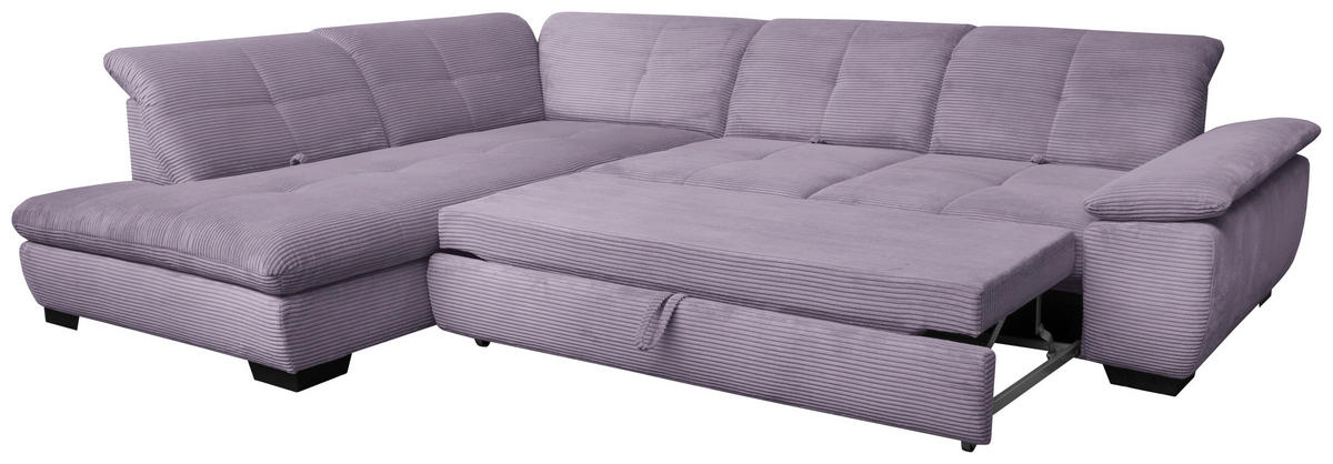 ECKSOFA in Cord Lila  - Lila/Schwarz, Design, Textil/Metall (242/313cm) - Xora