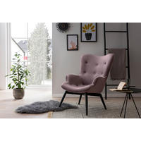 SESSEL in Samt Rosa  - Schwarz/Rosa, MODERN, Textil/Metall (80/92/99cm) - Livetastic