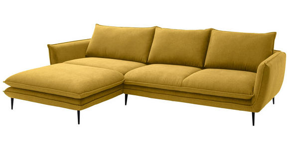 ECKSOFA  in Webstoff Currygelb  196/304 cm  - Currygelb/Schwarz, KONVENTIONELL, Textil/Metall (196/304cm) - Hom`in