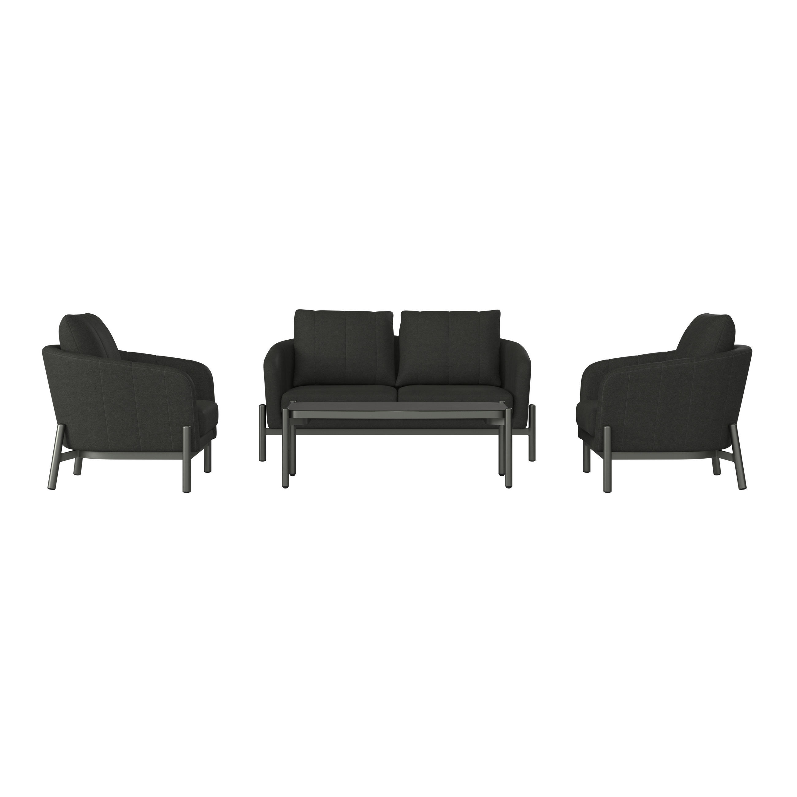 TERASOVÁ SEDACÍ SOUPRAVA 4dílné, kov, sklo, textil - antracitová, Moderní, kov/textil - Ambia Garden