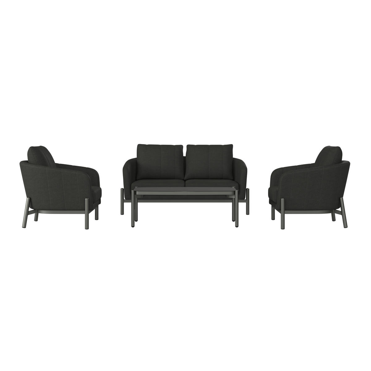 LOUNGEGARNITUR 4-teilig    - Anthrazit, Modern, Glas/Textil - Ambia Garden