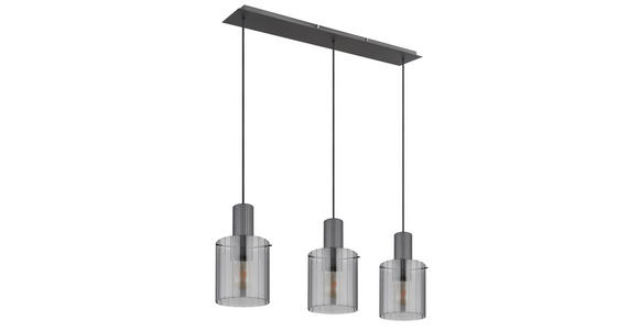 HÄNGELEUCHTE 98/18/120 cm - Dunkelgrau, Design, Glas/Metall (98/18/120cm) - Novel