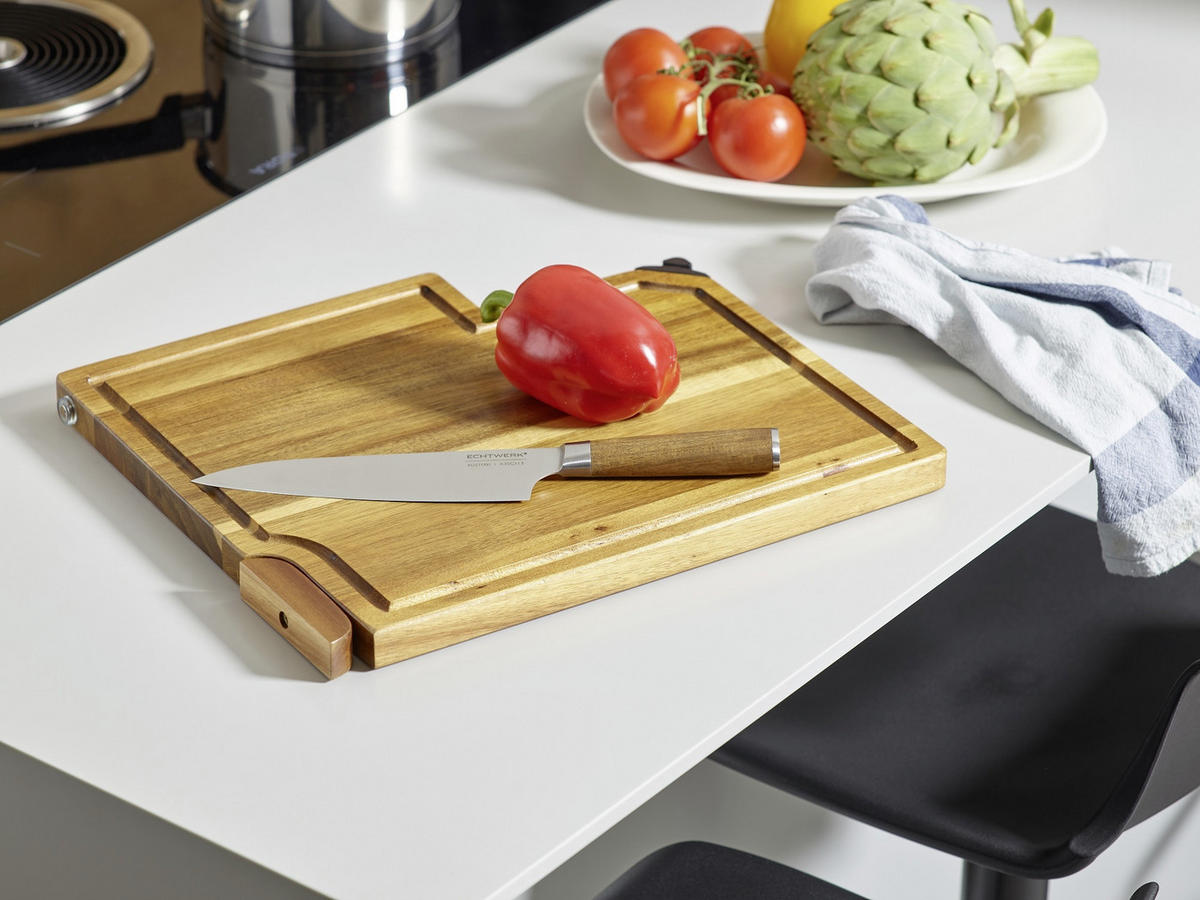 MESSERBLOCK 2-teilig  - Braun, Trend, Holz/Metall (35,8/41,5/3,5cm) - Echtwerk