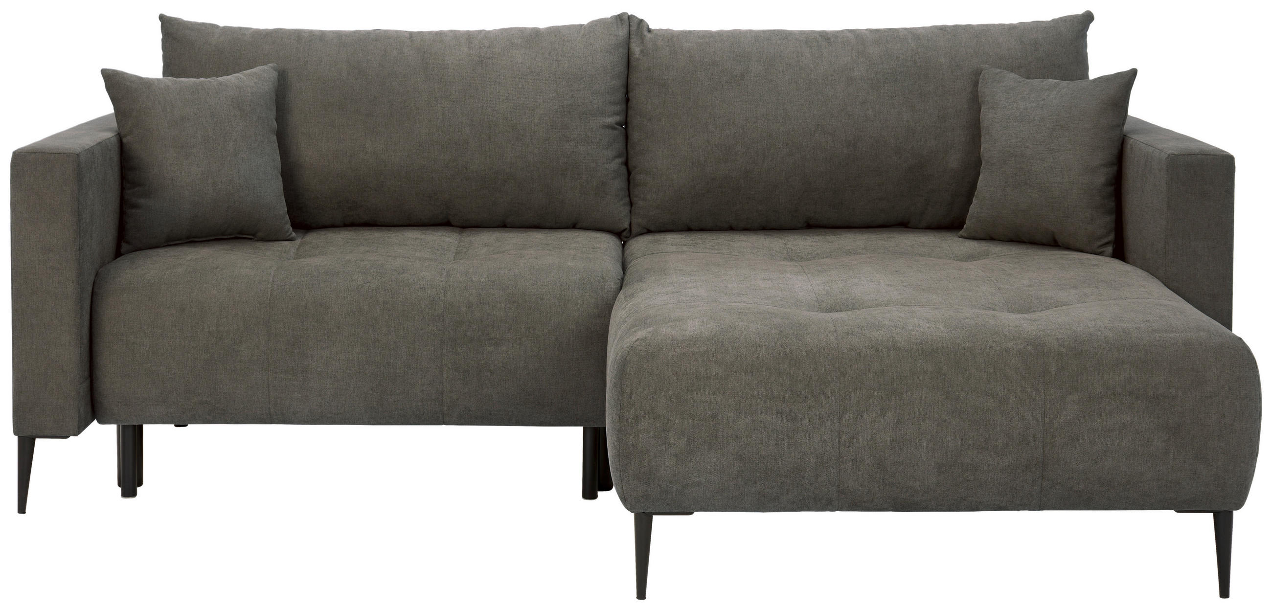 ECKSOFA in Velours Schlammfarben  - Schlammfarben/Schwarz, KONVENTIONELL, Textil/Metall (226/155cm) - Carryhome