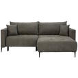 ECKSOFA Schlammfarben Velours  - Schlammfarben/Schwarz, KONVENTIONELL, Textil/Metall (226/155cm) - Carryhome