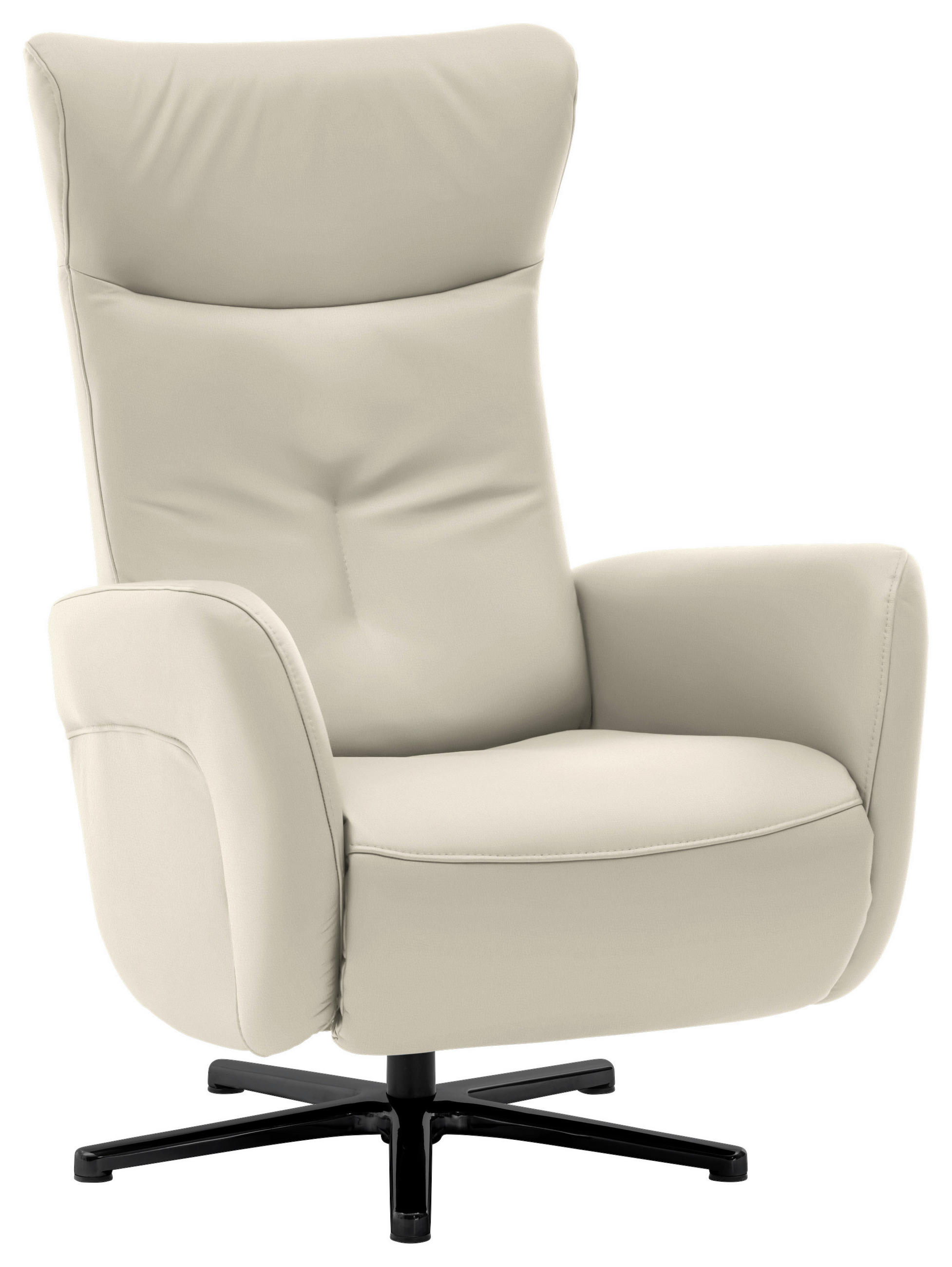 RELAXSESSEL in Leder Ecru  - Ecru/Schwarz, Design, Leder/Metall (76/112/83cm) - Beldomo Speed