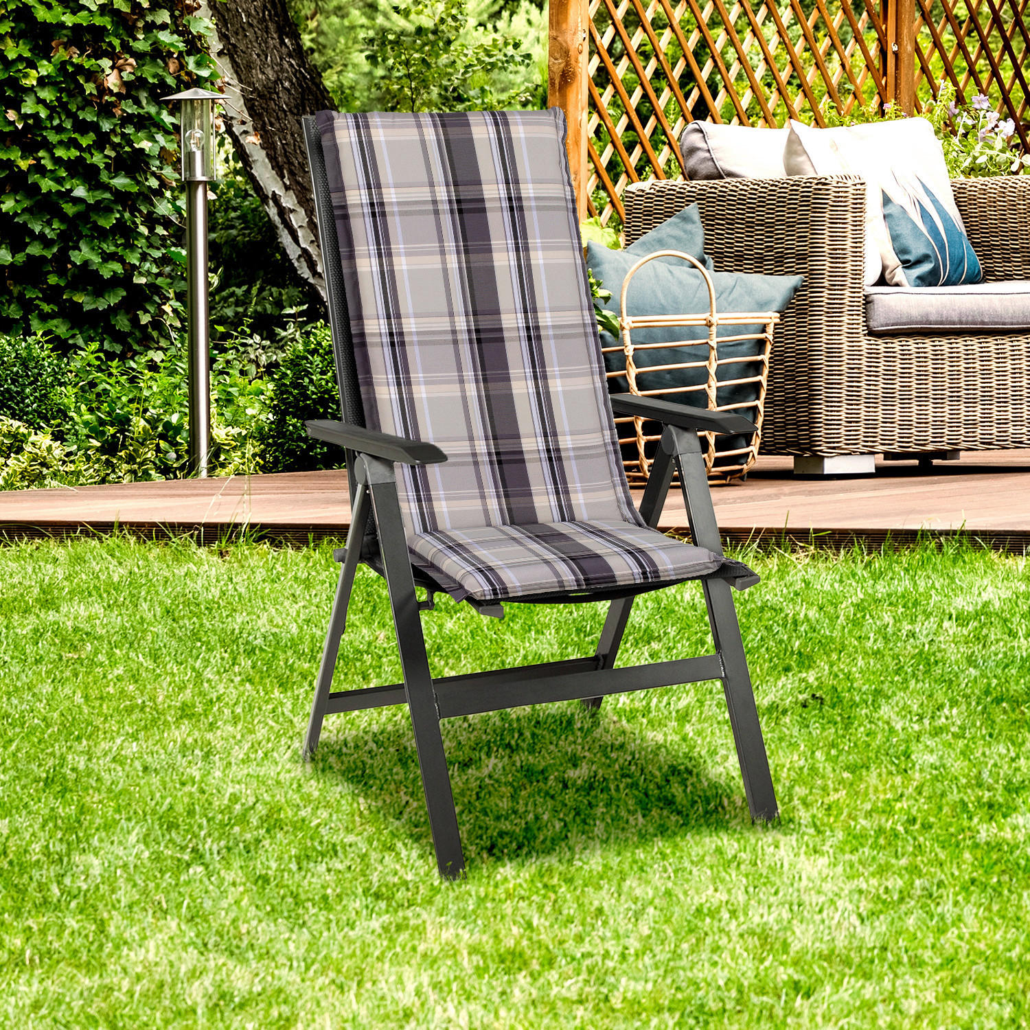 SESSELAUFLAGE Karo  - Beige, Basics, Textil (120/52/8cm) - Gardenson