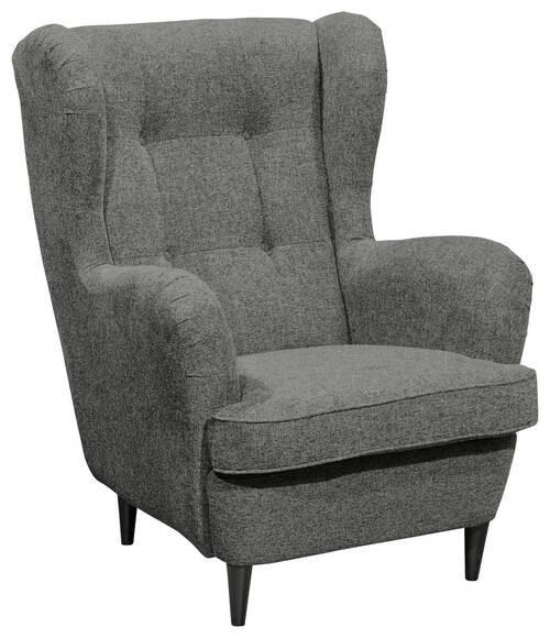 ÖRONLAPPSFÅTÖLJ i mikrovelour grå  - svart/grå, Basics, trä/textil (78/102/98cm) - MID.YOU