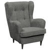 OHRENSESSEL in Mikrovelours Grau  - Schwarz/Grau, Basics, Holz/Textil (78/102/98cm) - MID.YOU
